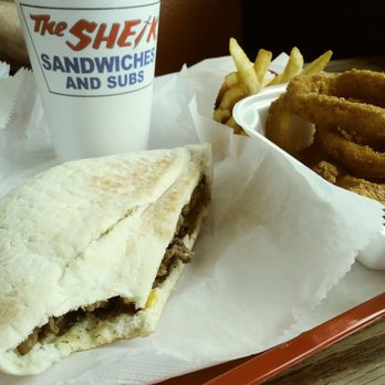 The Sheik - Steak pita + onion rings & fries (hubby got the pita too) - Fast Food Near Me - Jacksonville, Florida