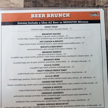 OHSO Brewery- Gilbert - Brunch menu - Breweries Near Me - Gilbert, Arizona