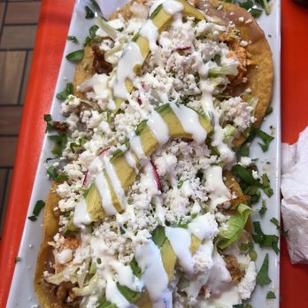 El Chilango - Tostada de tinga! Was enough to feed 2 people. Delicious . - Mexican Near Me - Oklahoma City, Oklahoma