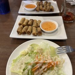 Salad and mini eggrolls