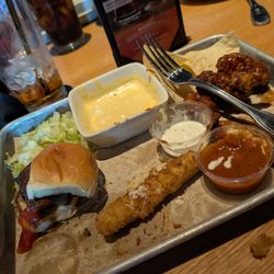 BJ's Restaurant & Brewhouse - Half eaten brew house Bite sampler