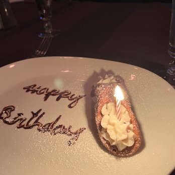 Piero's Italian Cuisine - Birthday cannoli - Italian Near Me - Las Vegas, Nevada Piero's Italian Cuisine - Birthday cannoli - Italian Near Me - Las Vegas, Nevada