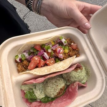 KNOW Eatery - Pink Falafel Taco - Vegan Near Me - Lafayette, Indiana KNOW Eatery - Pink Falafel Taco - Vegan Near Me - Lafayette, Indiana