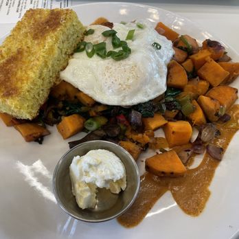 Four Friends Kitchen - Mushroom-Sweet Potato Hash & Eggs - Southern Near Me - Denver, Colorado