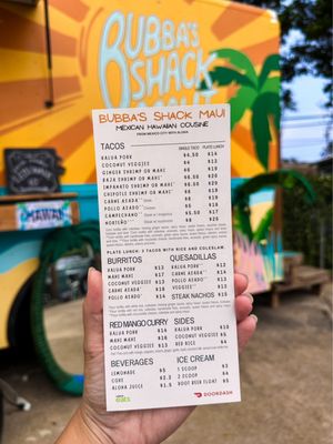 Menu photo 1 Bubba’s Shack Maui Kahului, HI Menu photo 1 Bubba’s Shack Maui Kahului, HI