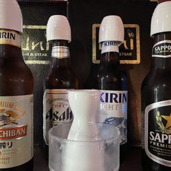 Uni Sushi - Kirin, Kirin light, Sapporo, and Asahi sake bombs