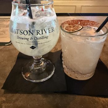 Batson River Brewing & Distilling - Drinks at the bar - one of these was gin with pepper and the other one was a watermelon gin drink with a tajin rim. - Brewpubs Near Me - Portland, Maine