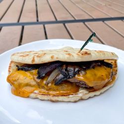 Showmars - Charlotte - Mushroom & Cheddar Pita Burger |Instagram @restaurant_aholic