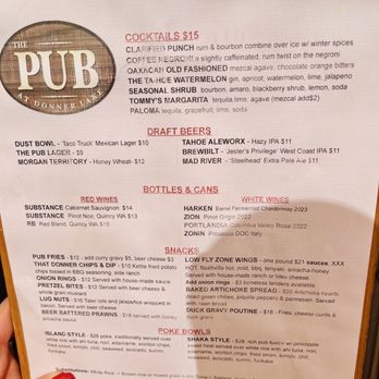 The Pub at Donner Lake - Menu - American Near Me - Truckee, California