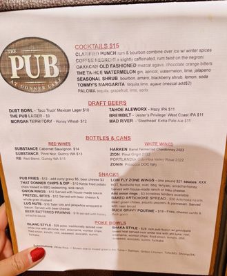 Menu photo 4 The Pub at Donner Lake Truckee, CA