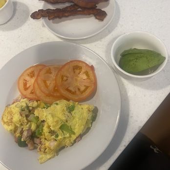 Village Cafe - Denver Omelette, side of bacon and avocado. - American Near Me - Long Beach, California Village Cafe - Denver Omelette, side of bacon and avocado. - American Near Me - Long Beach, California