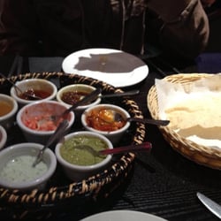 eastzeast - Papadums and various sauces and chutneys
