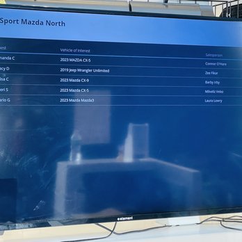 Sport Mazda North - Appt listed on screen behind front desk - Car Dealers Near Me - Longwood, Florida Sport Mazda North - Appt listed on screen behind front desk - Car Dealers Near Me - Longwood, Florida