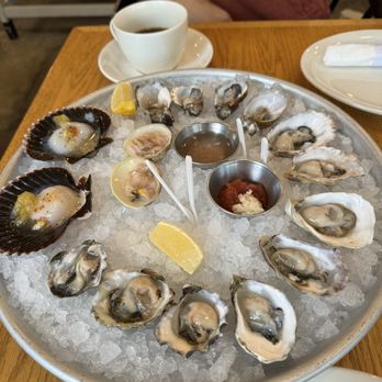Fishwives - Dozen oyster sampler + 2 Peruvian scallops + 2 little neck clams - Seafood Near Me - Pasadena, California Fishwives - Dozen oyster sampler + 2 Peruvian scallops + 2 little neck clams - Seafood Near Me - Pasadena, California