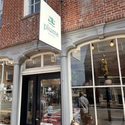 Exterior outside entrance of Plume Cafe - Newburyport, Massachusetts Exterior outside entrance of Plume Cafe - Newburyport, Massachusetts