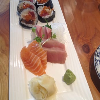 Kamado Sushi - Salmon, hamachi and tuna with Kaisen Futomaki roll - Japanese Near Me - Berkeley, California