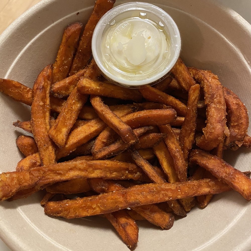 LOCAL Public Eatery Lansdowne - Yam fries with the mayo left in. - Burgers Near Me - Ottawa, Ontario LOCAL Public Eatery Lansdowne - Yam fries with the mayo left in. - Burgers Near Me - Ottawa, Ontario