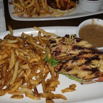 Union Social Eatery - Turkey Club with Bacon on a Cranberry Ace bun ad amazing fries - Burgers Near Me - Mississauga, Ontario Union Social Eatery - Turkey Club with Bacon on a Cranberry Ace bun ad amazing fries - Burgers Near Me - Mississauga, Ontario