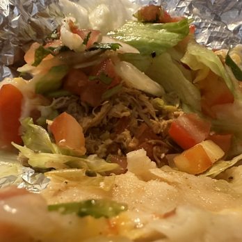 Pancho’s Kitchen - One Enchilada Ranchera & Suiza and Taco Combo (shredded chicken taco (but arrived wrapped in foil and soggy). - Mexican Near Me - Highland, California