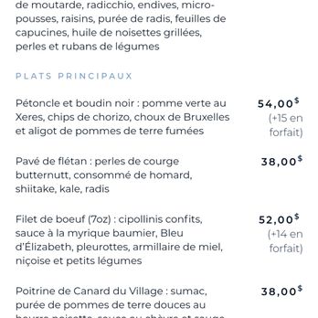 Bistro à Champlain - Menu December 2018 - June 2019 - French Near Me - Estérel, Quebec