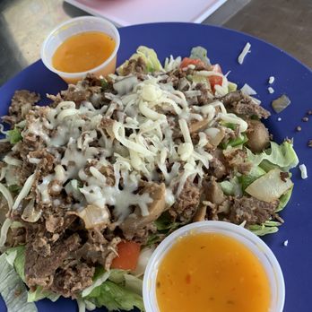 Philly's Finest - Beef Philly cheesesteak salad with creamy Italian dressing - Cheesesteaks Near Me - Jacksonville Beach, Florida Philly's Finest - Beef Philly cheesesteak salad with creamy Italian dressing - Cheesesteaks Near Me - Jacksonville Beach, Florida