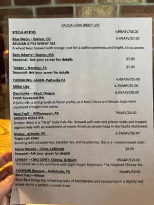 Menu photo 2 Faccia Luna Pizzeria State College, PA Menu photo 2 Faccia Luna Pizzeria State College, PA