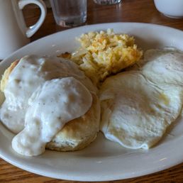 Medium eggs cheesy hash browns and biscuits gravy Medium eggs cheesy hash browns and biscuits gravy