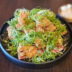 Nene Chicken - Korean Boneless Fried Chicken with Spring Onion / Pickled Radish https://www.instagram.com/the.wanderin.foodie/