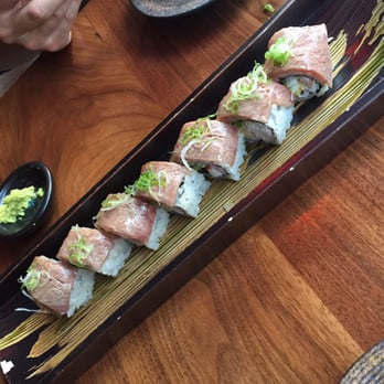 Okane - Shinjuku Roll topped w A5 Wagyu $25 from May 2016 - Sushi Bars Near Me - San Francisco, California Okane - Shinjuku Roll topped w A5 Wagyu $25 from May 2016 - Sushi Bars Near Me - San Francisco, California