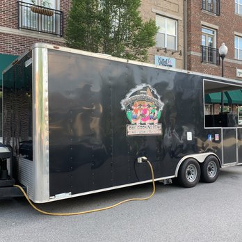 Smokehouse Bandits BBQ - a black food truck parked in front of a brick building - Food Trucks Near Me Smokehouse Bandits BBQ - a black food truck parked in front of a brick building - Food Trucks Near Me