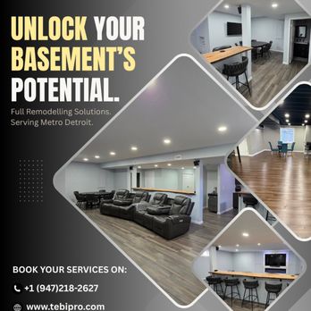 TeBi Pro services - Create a basement space that's perfect for family time, entertainment and comfort.
Contact us
+1 (947) 218-2627
Serving Metro Detroit - Handyman Near Me TeBi Pro services - Create a basement space that's perfect for family time, entertainment and comfort.
Contact us
+1 (947) 218-2627
Serving Metro Detroit - Handyman Near Me