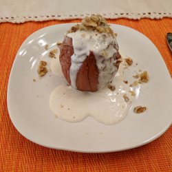 Sunny Acres B & B - Baked apple with vanilla bean creme sauce
