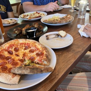 Hop Atomica - Hummus plate, Hawaiian pizza, pepperoni pizza Good beers - Pizza Near Me - Louisville, Kentucky