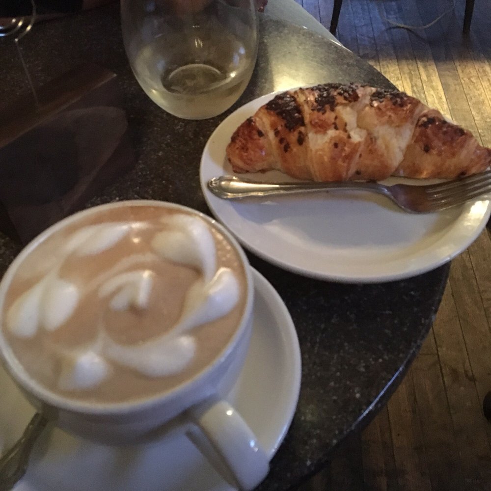Cafe Sasso - Latte with amaretto shot and chocolate hazelnut croissant - Cafes Near Me - Rochester, New York