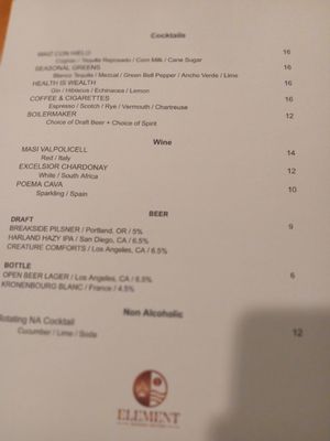 Menu photo 6 Element Santa Ana, CA
