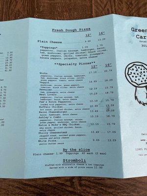 Menu photo 1 Green Valley Carryout Monrovia, MD