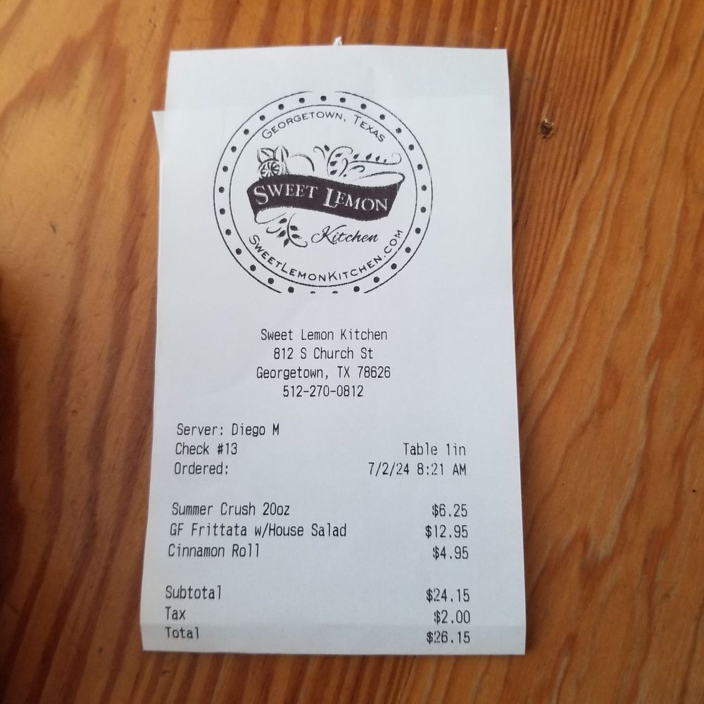 Sweet Lemon Kitchen - A bit pricey, but the Frittata is the Best I've tasted outside of Santa Barbara. - Cafes Near Me - Georgetown, Texas Sweet Lemon Kitchen - A bit pricey, but the Frittata is the Best I've tasted outside of Santa Barbara. - Cafes Near Me - Georgetown, Texas