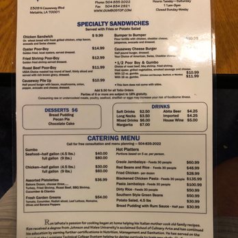 Chef Ron's Gumbo Stop - Menu 8/24/19 - Cajun/Creole Near Me - Metairie, Louisiana Chef Ron's Gumbo Stop - Menu 8/24/19 - Cajun/Creole Near Me - Metairie, Louisiana