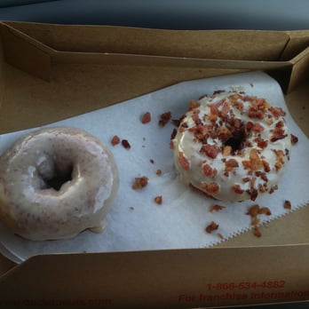 Duck Donuts - Maple glazed white doughnut for my baby and a maple and bacon for me! - Donuts Near Me - Virginia Beach, Virginia