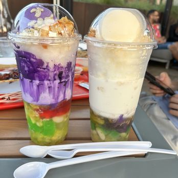 Rezzy’s Lumpia Express - Halo Halo : the purple one is Ube Special and the other is the Classic - Filipino Near Me - Oklahoma City, Oklahoma
