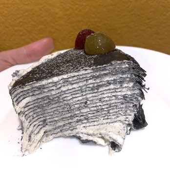 Anton - slice of black sesame mille crepe cake - Bakeries Near Me - San Jose, California