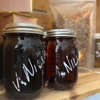 Brick Farm Breakfast - two jars of jam on a shelf - Breakfast & Brunch Near Me - Toronto, Ontario