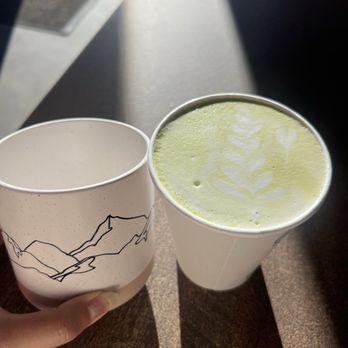 Looney Bean Coffee - Sweetened matcha latte, cute mountain mug - Coffee & Tea Near Me - Mammoth Lakes, California