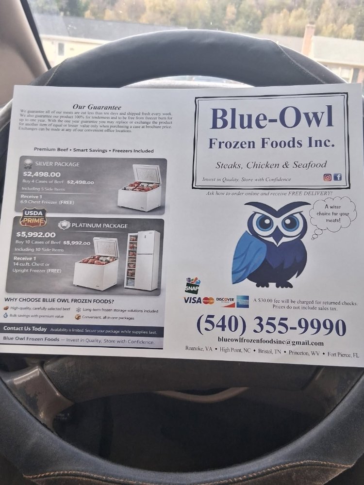 Blue Owl Frozen Foods Logo