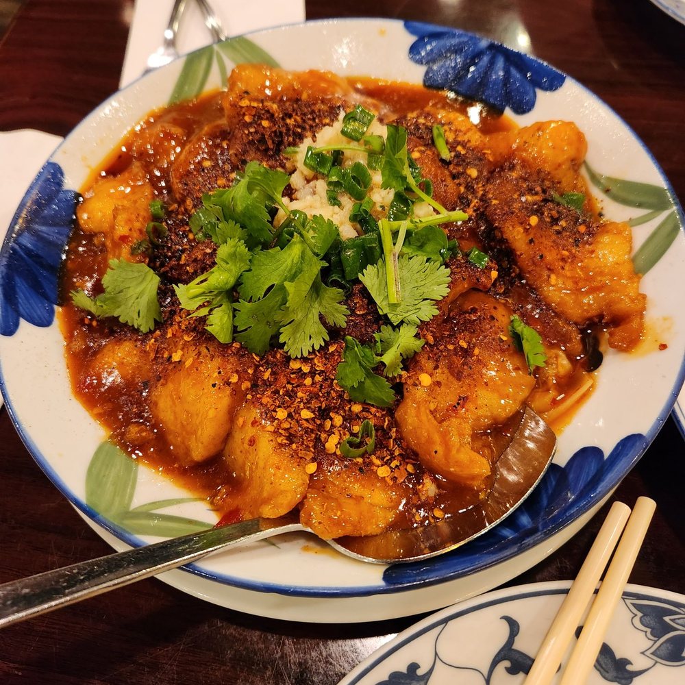 Grand Sichuan - Braised fresh fish with chili sauce - Szechuan Near Me - Rego Park, New York Grand Sichuan - Braised fresh fish with chili sauce - Szechuan Near Me - Rego Park, New York