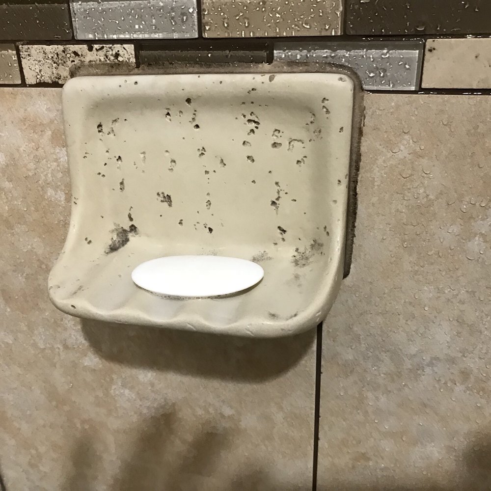That is mold in the divots of the soap holder