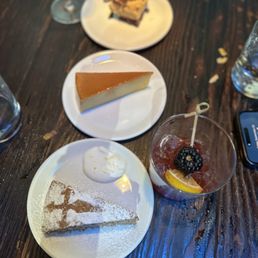 Torta de Santiago, flan and chocolate and peanut butter tart