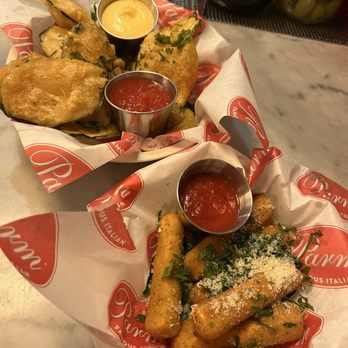 Parm - Mozzarella sticks and fried zucchini, which was so good. The zucchini was so thin and not soggy and it was fried to perfection. - Italian Near Me - New York, New York Parm - Mozzarella sticks and fried zucchini, which was so good. The zucchini was so thin and not soggy and it was fried to perfection. - Italian Near Me - New York, New York