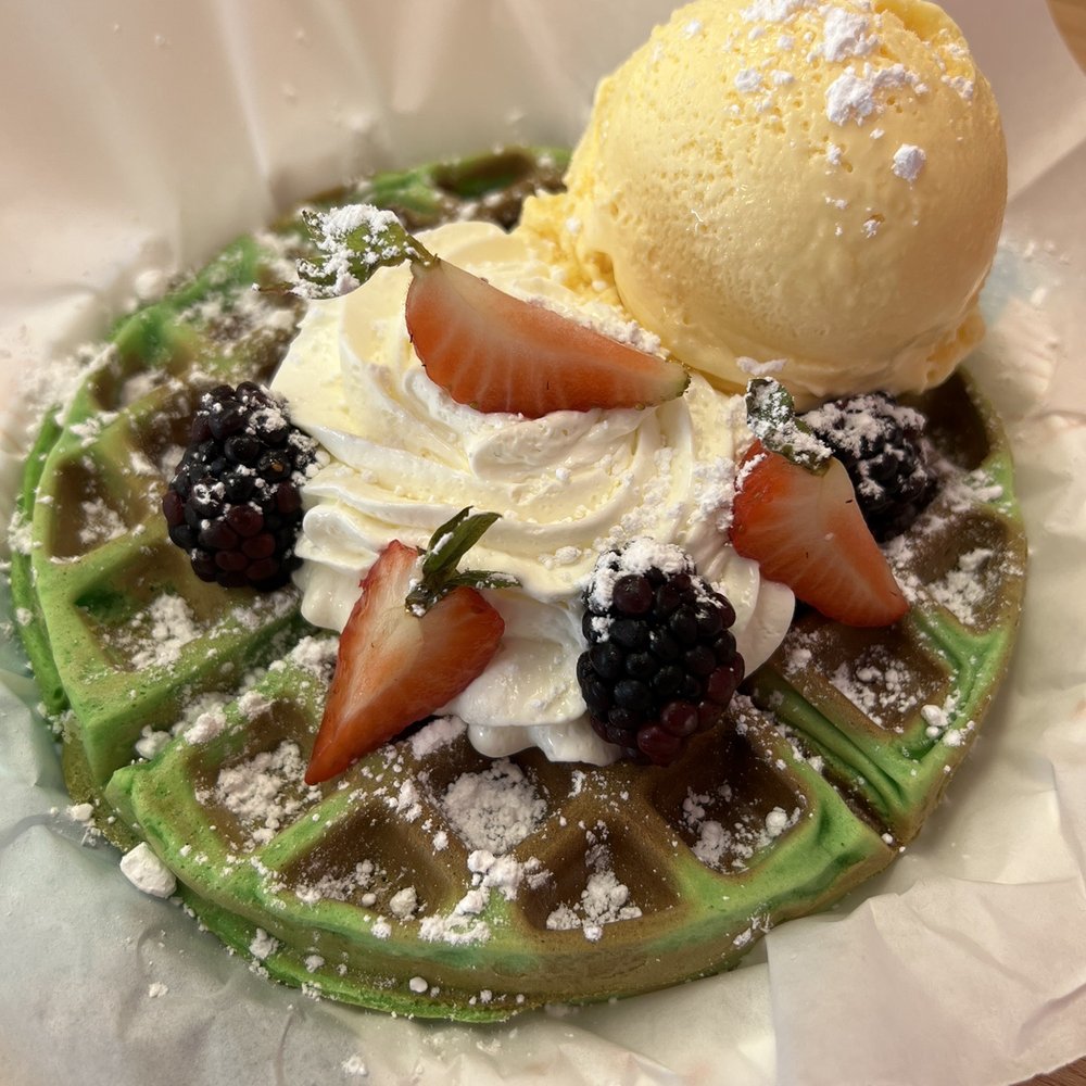 DBK Desserts By Kou See - Pandan waffles with ice cream - Bakeries Near Me - Broken Arrow, Oklahoma