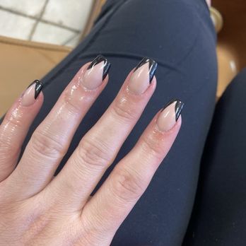 DJ Nails - Hard gel, natural pink, black tips - Nail Salons Near Me - Tempe, Arizona